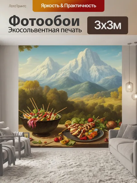 Фотообои натюрморт с шашлыком на природе