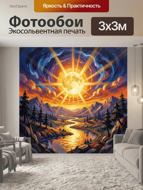 Фотообои Лунное сияние над горами