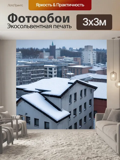 Фотообои зимние крыши городских зданий