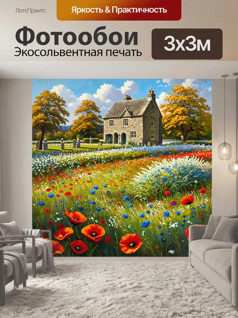 Фотообои англия: великолепные цветущие поля с маками и васильками, бережно вырисованные в технике масляной живописи