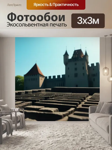 Фотообои гриль на фоне старинного замка под солнцем
