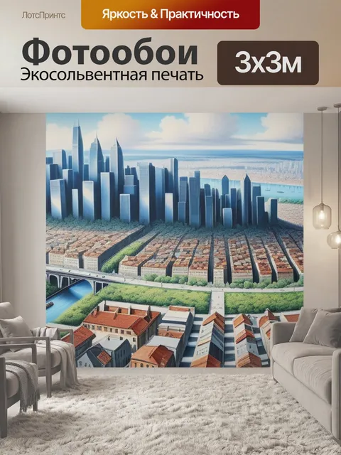 Фотообои пейзаж с изображением города максимал