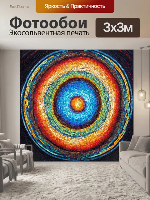 Фотообои космос в стиле мозаика, наполненные абстрактными формами и яркими цветами