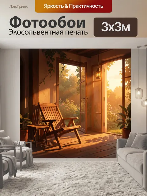 Фотообои Уютная терраса с креслом и садом