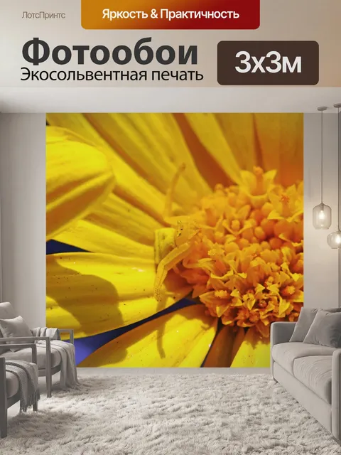 Фотообои желтый цветок краб паук