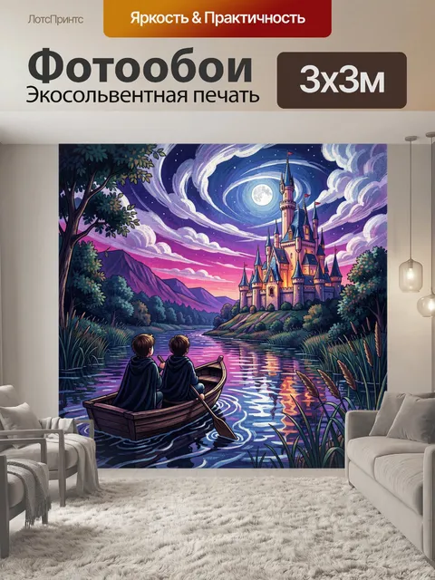 Фотообои Ночной замок у реки