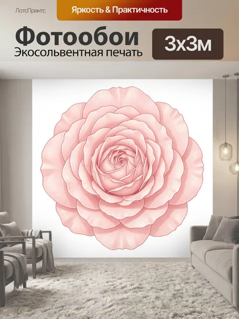 Фотообои Нежная розовая роза крупным планом