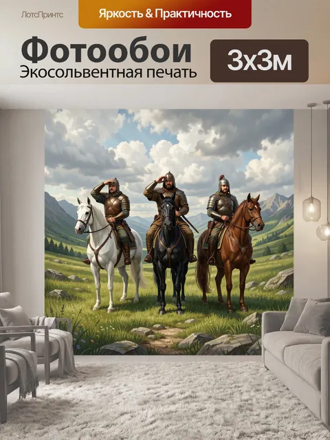 Фотообои Три всадника в горной долине