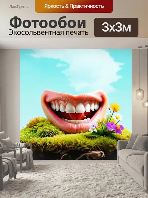Фотообои улыбающиеся зубы с элементами природы
