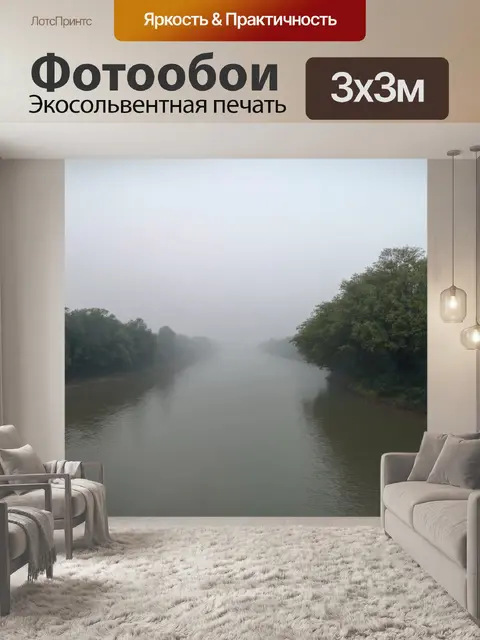 Фотообои утренний туман над спокойной рекой