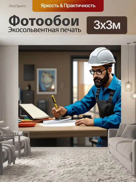 Фотообои изобразите, как инженер разрабатывает элементы нового здания, показывая процесс и детали