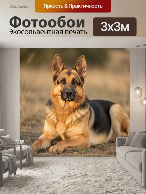 Фотообои Немецкая овчарка в траве