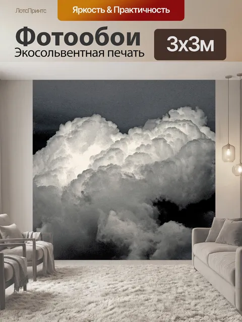 Фотообои черные и белые облака