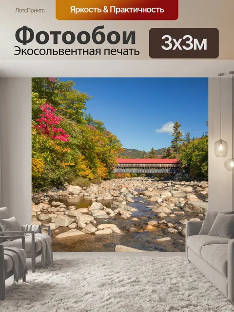 Фотообои Осенний мост осенью