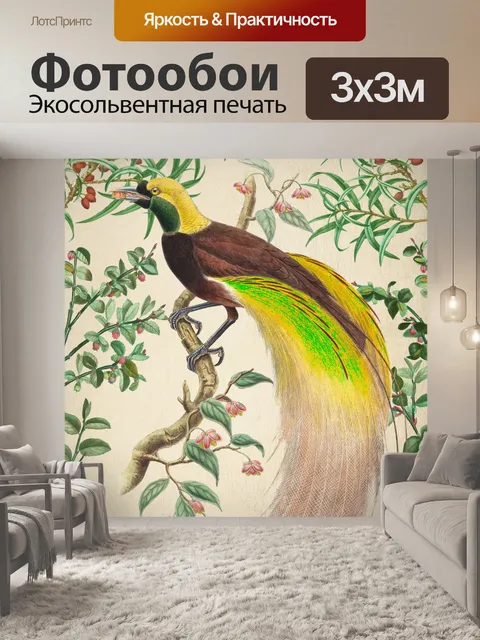 Фотообои Винтажное искусство тропическая птица