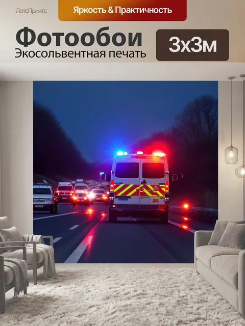Фотообои скорая медицинская помощь и служба скорой помощи в действии на экстренном вызове на магистрали