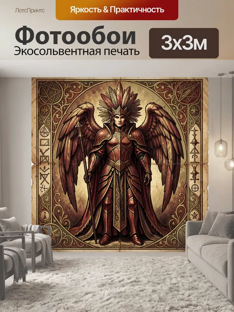 Фотообои Архангел с крыльями и посохом