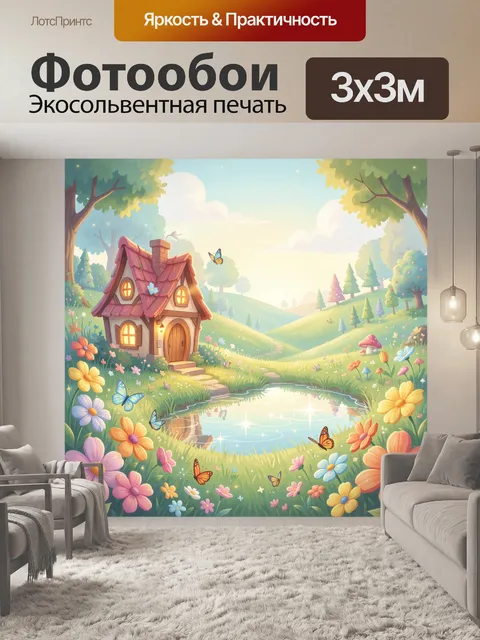 Фотообои Сказочный домик у пруда