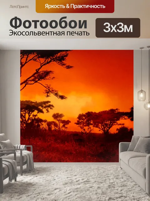 Фотообои Красный африканский закат