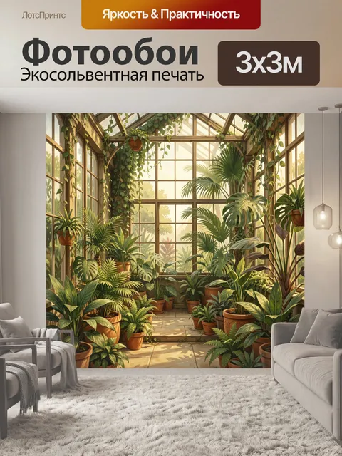Фотообои Тропическая оранжерея с пальмами