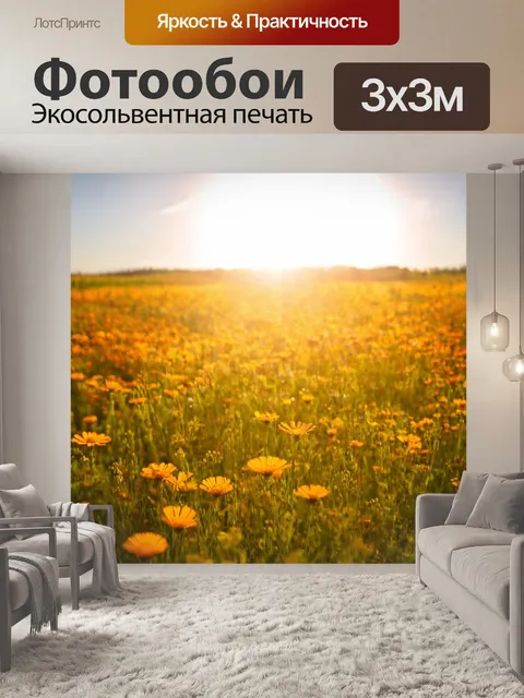 Фотообои весна: солнце светит над полем с дикими цветами, семейные воспоминания, радость, тепло и простота счастья