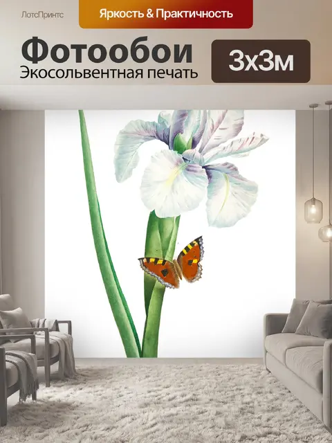 Фотообои Винтажный клипарт цветок ириса