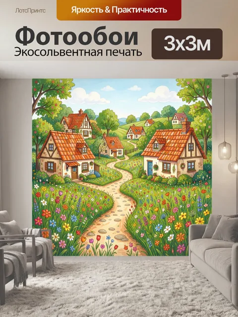 Фотообои Цветочная деревенская улочка