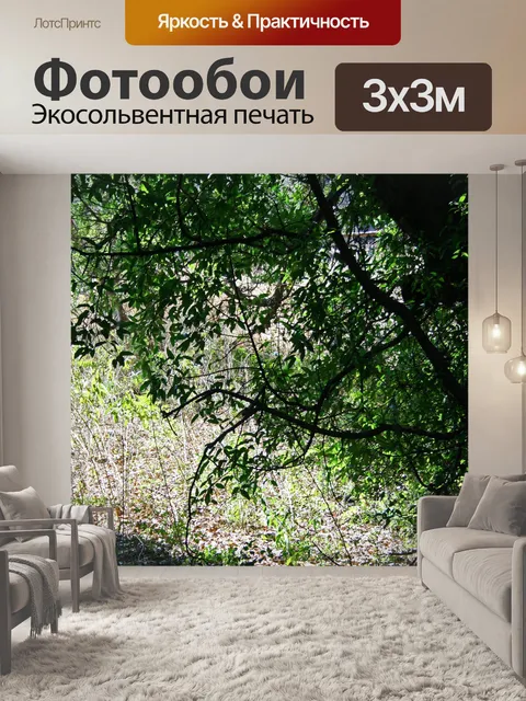 Фотообои зеленая листва на дереве