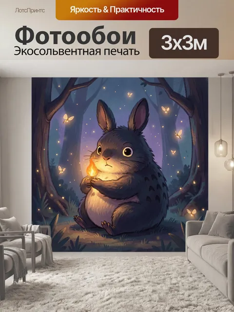 Фотообои Милый кролик с огоньком