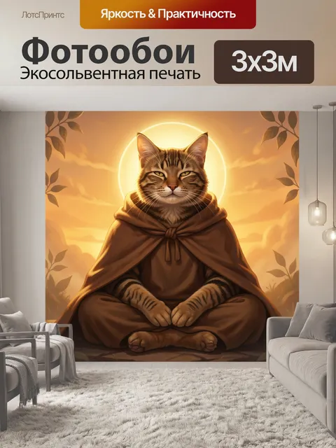Фотообои Мудрый кот в капюшоне