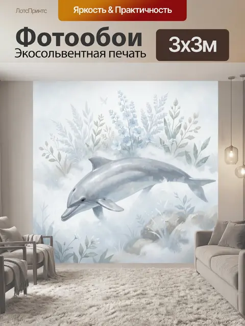 Фотообои Дельфин среди нежных растений