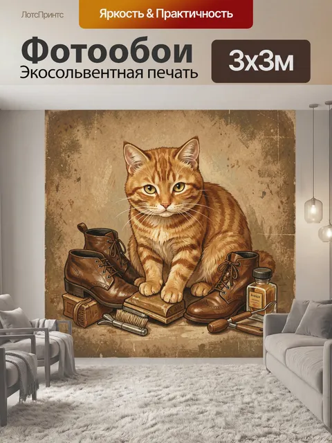Фотообои Рыжий кот и инструменты охотника