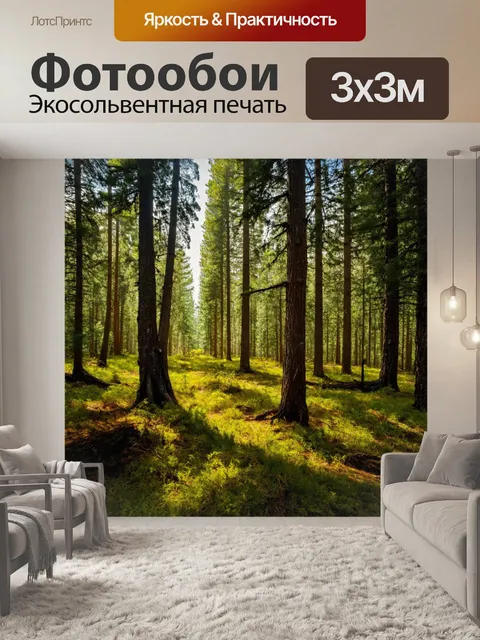Фотообои лес с шумом легкого ветра и запахом сосен