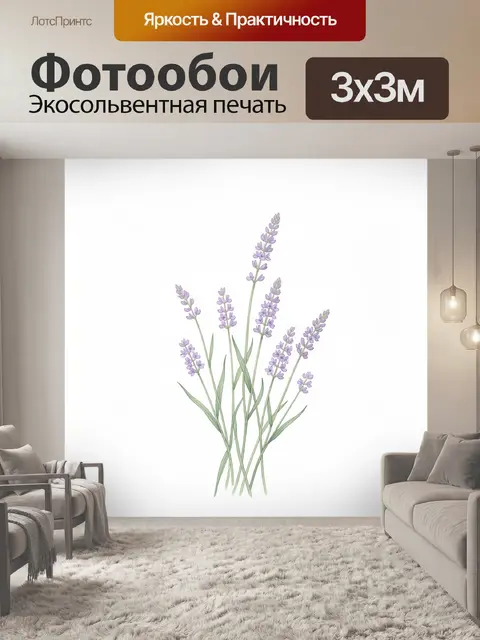 Фотообои Лаванда на белом фоне