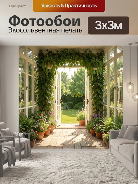Фотообои Зелёная оранжерея с садовым видом