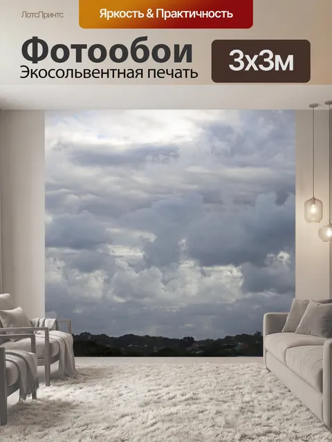 Фотообои небо заполнено серыми облаками