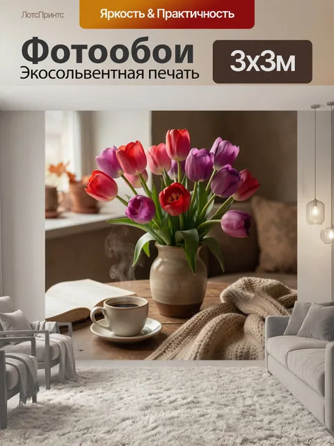 Фотообои Тюльпаны в уютном интерьере