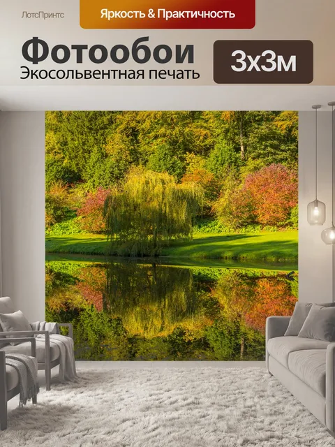 Фотообои осенние деревья отражение