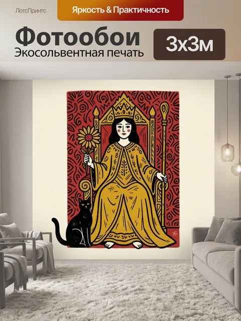 Фотообои Королева на троне с котом