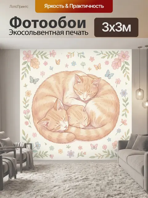 Фотообои Кошки в уютных объятиях