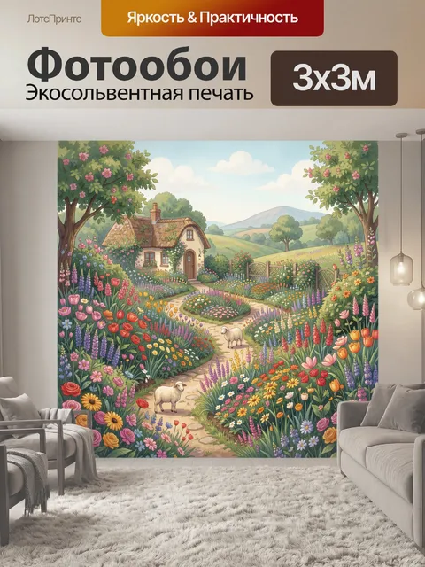Фотообои Садовая тропинка среди цветов