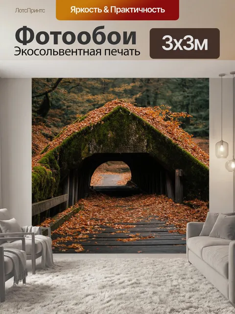 Фотообои япония: старинные деревянные мосты, временно зарытые под упавшими листьями