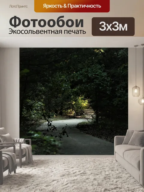 Фотообои Темный проход в лесу