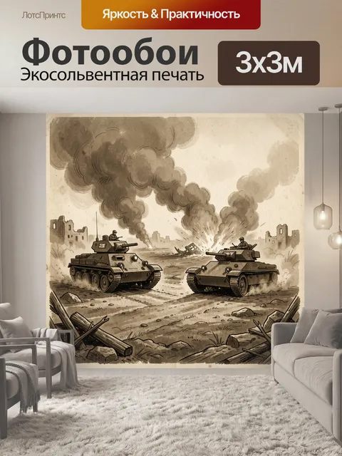 Фотообои Танковый бой в руинах