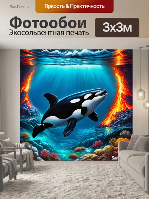 Фотообои косатка среди подводных вулканов и горячих источников вблизи сан-диего, исследующая уникальную экосистему