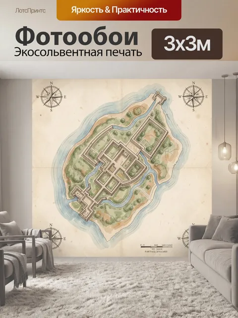Фотообои Старинная карта островной крепости