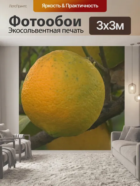 Фотообои желтый лимон на дереве
