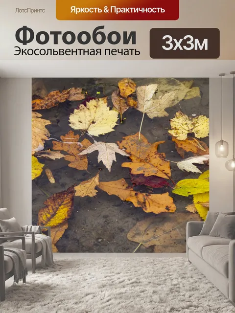 Фотообои Осенние листья в воде