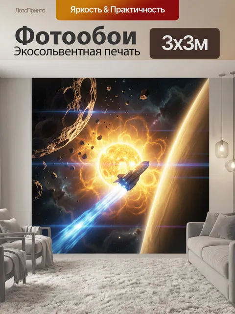 Фотообои Космический корабль у звезды