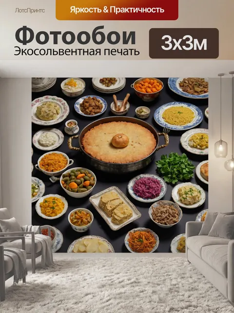 Фотообои с архивными рецептами и историческими блюдами